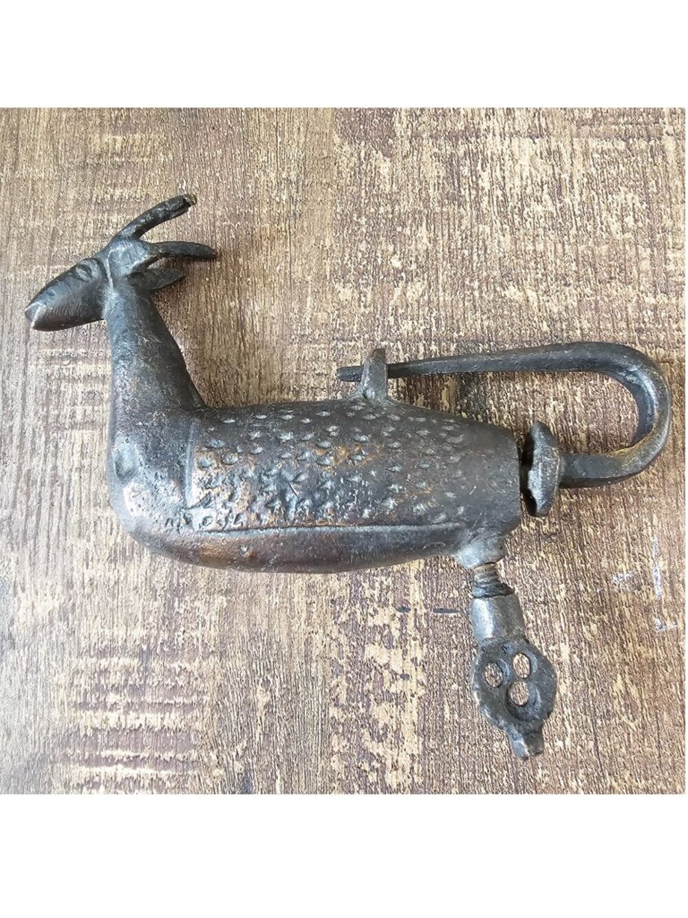 Vintage Fine Brass Deer Shape Screw System Padlock Lock with Key